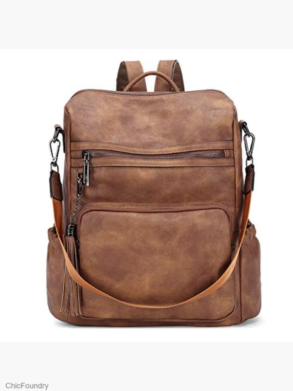 Womens Faux Leather Backpack Purse with Detachable Wristlet Wallet
